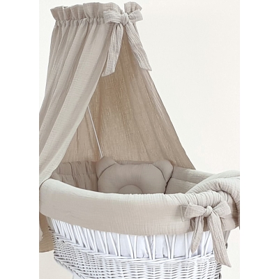 Beige mousseline wiegset compleet met hemel Beige mousseline wiegset compleet met hemel