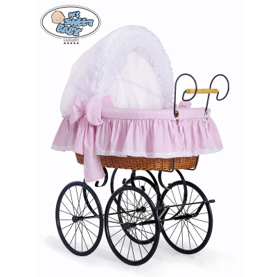 Brocante babywieg vor meisje - roze wit Brocante babywieg vor meisje - roze wit