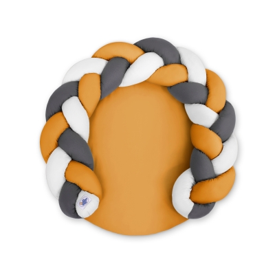 Gevlochten Donut Kussen voor Baby / Speelmat 2 in 1 Wit Antraciet Honing Mosterd Gevlochten Donut Kussen voor Baby / Speelmat 2 in 1 Wit Antraciet Honing Mosterd