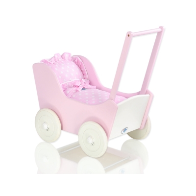 Houten Poppenwagen Roze Wit Houten Poppenwagen Roze Wit