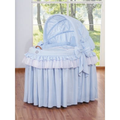 Rieten Babymand met Kap Blauw Little Prince Princess Rieten Babymand met Kap Blauw Little Prince Princess