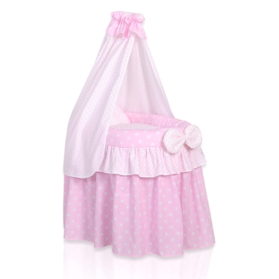 Rotan Poppenwieg met Hemeltje Roze Polkaprikker Rotan Poppenwieg met Hemeltje Roze Polkaprikker
